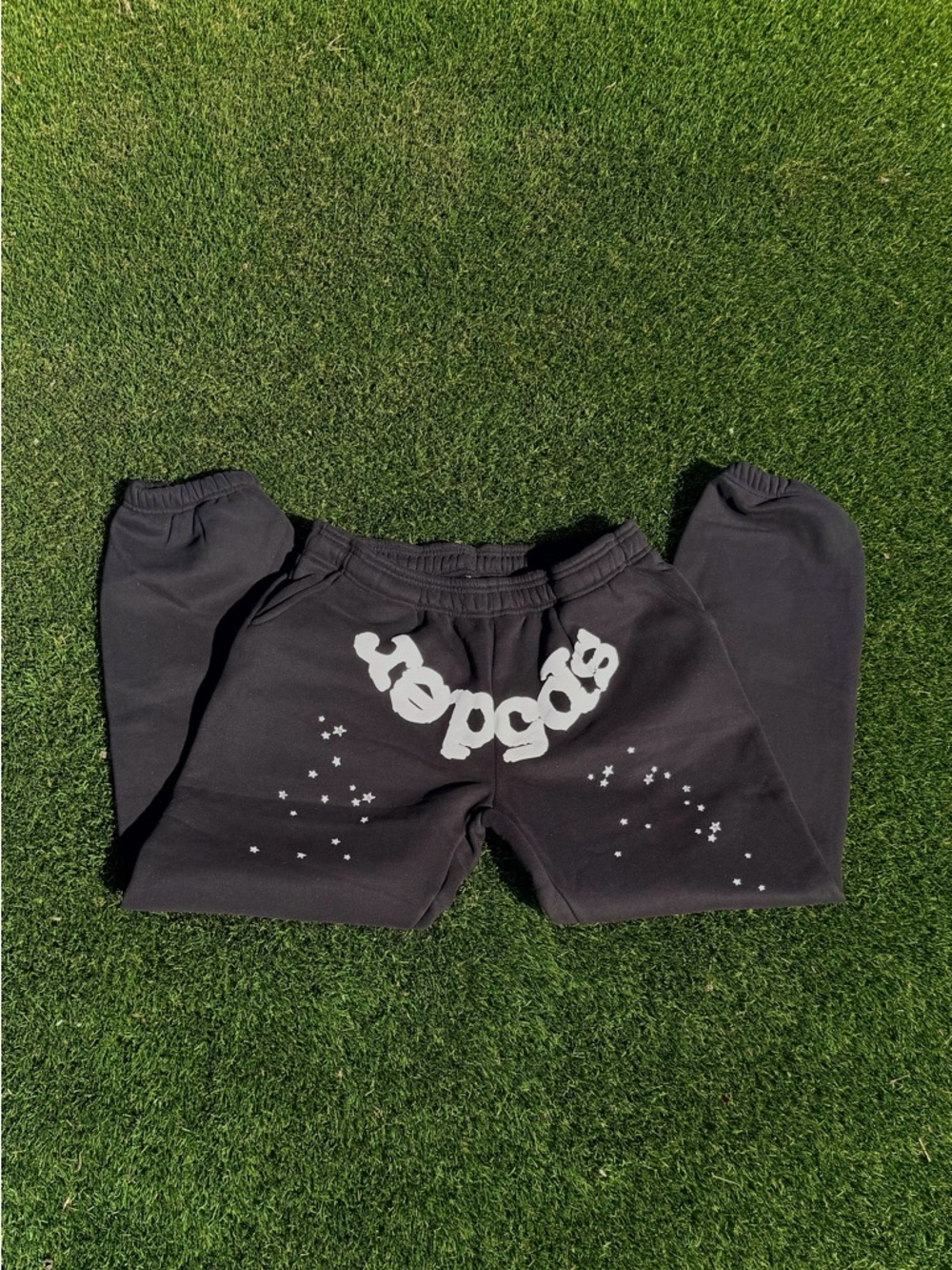 Spode Black Kids Graphic Jogger Sweatpants with White Star Print